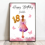 Personalisiertes Poster zum Geburtstag für Frauen mit Ballonzahl Happy Birthday