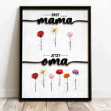 Personalisiertes Poster mit Namen und Blumen für Oma Erst Mama, Jetzt Oma – Motiv 2