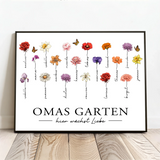 Personalisiertes Poster mit Blumen für Oma und Mama Hier wächst Liebe – Motiv 2