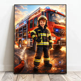 Personalisiertes Poster mit epischer Feuerwehr-Szene für Kids Feuerwehr – Motiv 2