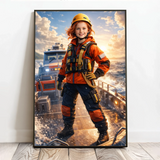 Personalisiertes Poster mit epischer Wasser-Szene für Kids Rettungsboot