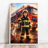 Personalisiertes Poster mit epischer Feuerwehr-Szene für Kids Feuerwehr – Motiv 7
