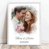 Personalisiertes Poster mit Foto und Wasserfarben-Effekt für Paare zum Valentinstag Euer Valentinstag – Motiv 8