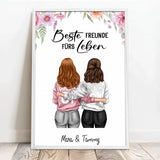Personalisiertes Poster für Freundinnen und Schwestern mit Illustration Besties für immer – Motiv 9