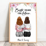 Personalisiertes Poster für Freundinnen und Schwestern mit Illustration Besties für immer – Motiv 12