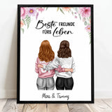 Personalisiertes Poster für Freundinnen und Schwestern mit Illustration Besties für immer – Motiv 5