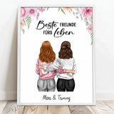 Personalisiertes Poster für Freundinnen und Schwestern mit Illustration Besties für immer – Motiv 8