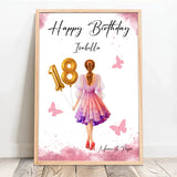 Personalisiertes Poster zum Geburtstag für Frauen mit Ballonzahl Happy Birthday – Motiv 12