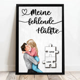 Personalisiertes Poster für Paare mit Puzzleteildesign Meine fehlende Hälfte – Motiv 4