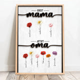 Personalisiertes Poster mit Namen und Blumen für Oma Erst Mama, Jetzt Oma – Motiv 12