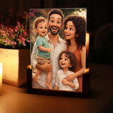 Personalisierter LED Aufsteller für Papa mit Cartoon-Effekt Cartoon Love Family – Motiv 2