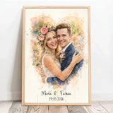 Personalisiertes Poster mit Wasserfarben-Effekt für Paare und zur Hochzeit Zusammen – Motiv 13