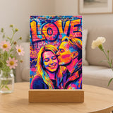 Personalisierter Acrylaufsteller mit Streetart-Effekt für Paare Streetart Love – Motiv 3