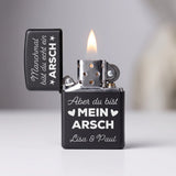 Personalisiertes Benzinfeuerzeug mit Gravur für Paare Mein Arsch – Motiv 8