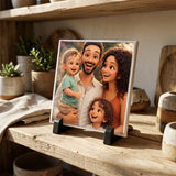 Personalisierte Deko-Fliese mit Foto für Papa – Cartoon Love Papa – Motiv 9