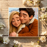 Personalisierte Deko-Fliese mit Foto zum Jahrestag – Cartoon Love – Motiv 7