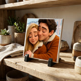 Personalisierte Deko-Fliese mit Foto zum Jahrestag – Cartoon Love – Motiv 9