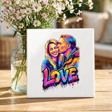 Personalisierte Deko-Fliese mit Foto für Paare Streetart LOVE