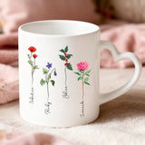 Weiße Tasse mit Herzhenkel und personalisiertem Namen – romantische Geschenkidee von Love & Faith