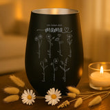 Personalisiertes Windlicht mit Gravur für Mama Mamas Garten – Motiv 2