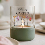 Personalisiertes Windlicht mit Namen und Blumen für Mama und Oma – Motiv 5