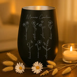 Personalisiertes Windlicht mit Gravur für Mama und Oma – Mamas Garten – Motiv 3