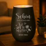 Personalisiertes Windlicht mit Gravur zum Geburtstag – Schön, dass es Dich gibt – Motiv 6