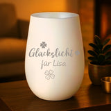 Personalisiertes Windlicht mit Gravur zum Geburtstag – Glückslicht – Motiv 8