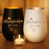 Personalisiertes Windlicht mit Gravur zum Geburtstag – Glückslicht – Motiv 9