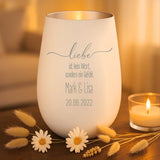 Personalisiertes Windlicht mit Gravur für Paare – Liebe ist kein Wort – Motiv 10