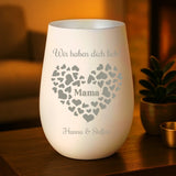 Personalisiertes Windlicht mit Gravur für Mama & Papa – Mamas Herz – Motiv 11