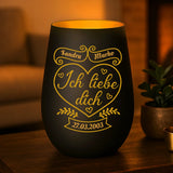 Personalisiertes Windlicht mit Gravur zum Jahrestag – Ich liebe Dich – Motiv 2