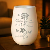 Personalisiertes Windlicht Liebes Rose mit Gravur für Paare – Motiv 12