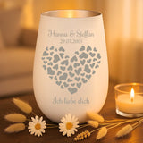 Personalisiertes Windlicht mit Gravur zum Valentinstag für Paare – Valentinsherz – Motiv 10
