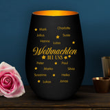 Personalisiertes Windlicht mit Gravur für die Familie – Weihnachten bei uns – Motiv 3