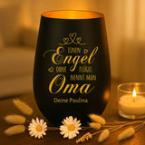 Personalisiertes Windlicht Engel ohne Flügel nennt man... mit Gravur für die Familie