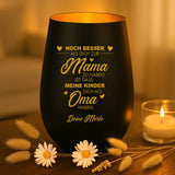 Personalisiertes Windlicht mit Gravur für Mama & Oma – Erst Mama, dann Oma
