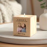 Personalisierter Teelichthalter aus Holz mit Fotoupload gestalten mit Love & Faith