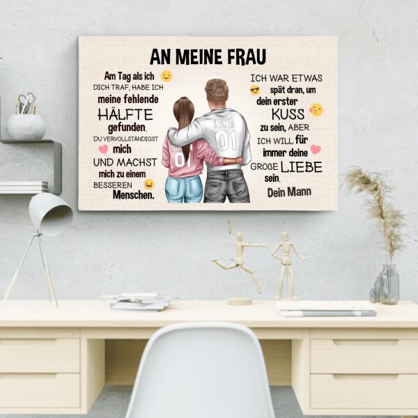 Emoji Love (an sie - Zeichenstil) - Paar-Leinwand