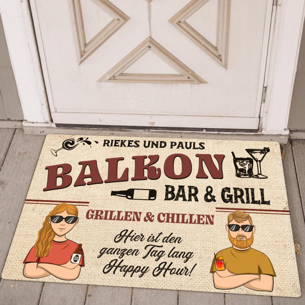 Bar und Grill Fußmatte 70x50cm mit witzigem Spruch personalisiert gefertigt von Love & Faith