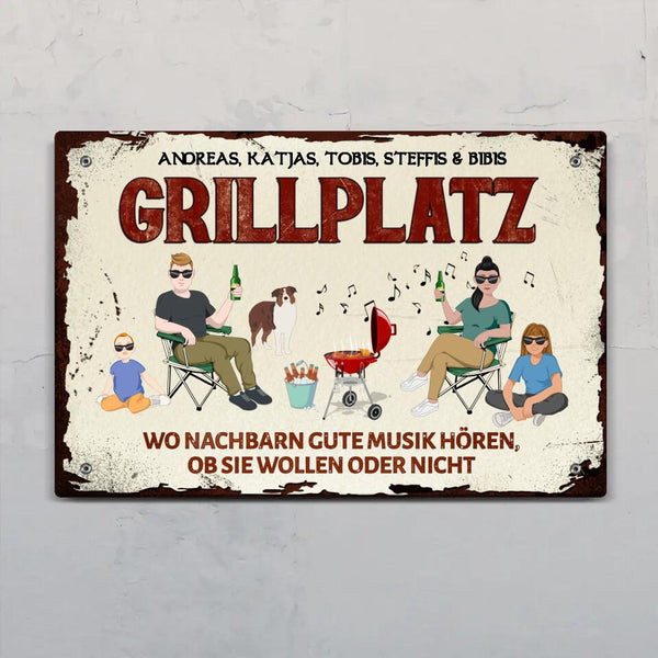 Familien Grillplatz - Outdoor-Türschild