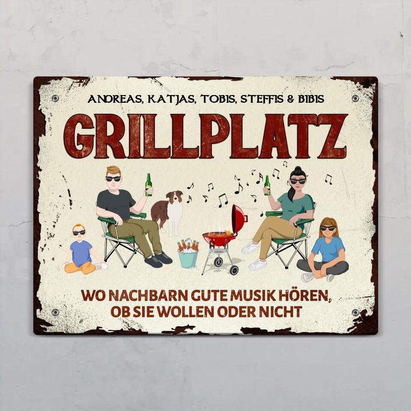 Familien Grillplatz - Outdoor-Türschild