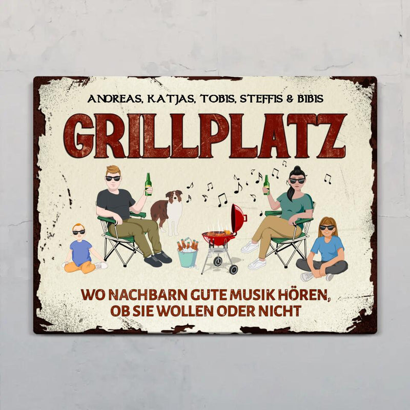 Familien Grillplatz - Outdoor-Türschild