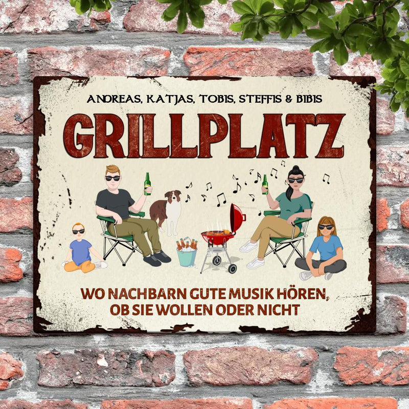 Familien Grillplatz - Outdoor-Türschild