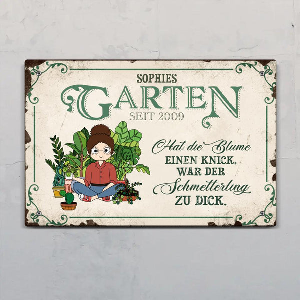 Gartenmädchen (Comic-Stil) - Outdoor-Türschild