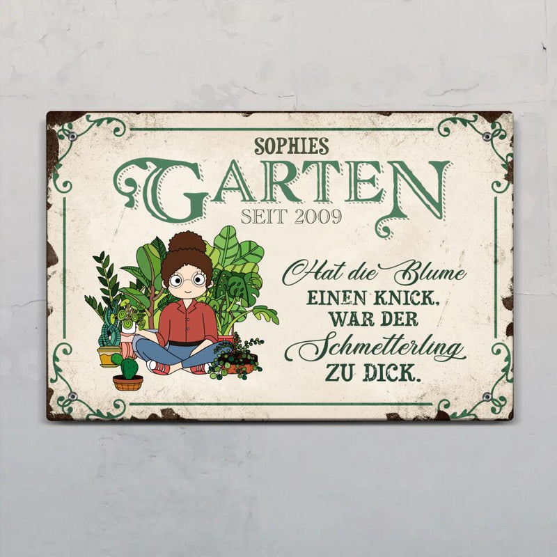 Gartenmädchen (Comic-Stil) - Outdoor-Türschild
