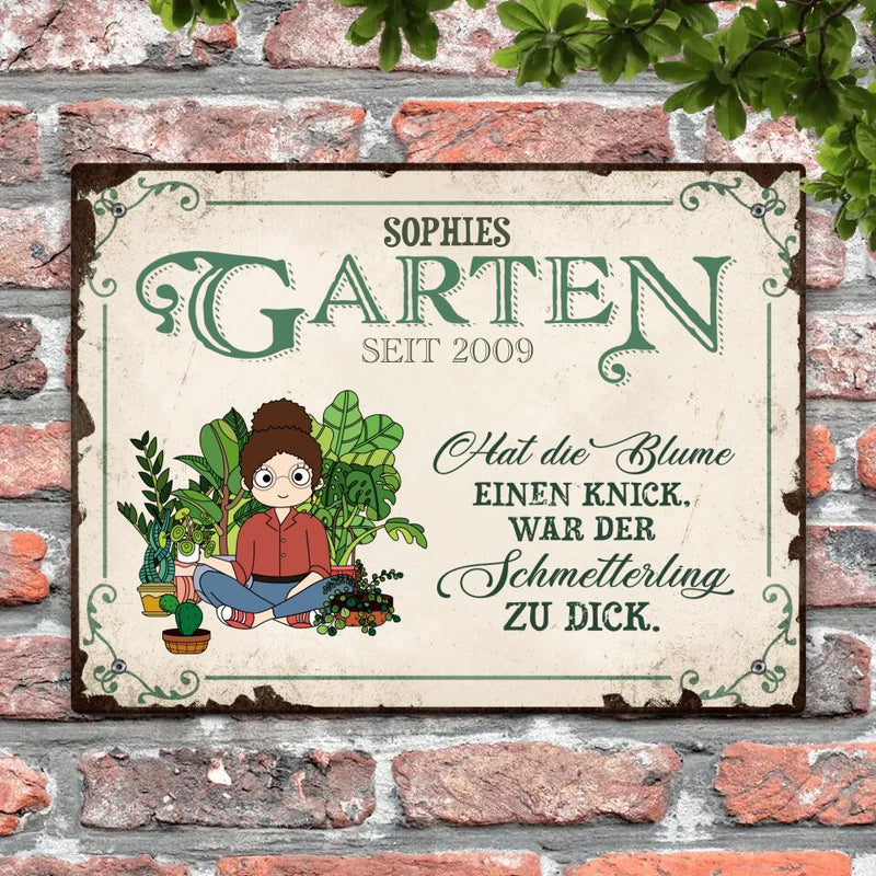 Gartenmädchen (Comic-Stil) - Outdoor-Türschild