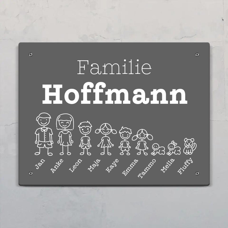 Strichmännchenfamilie - Eingangs-Türschild