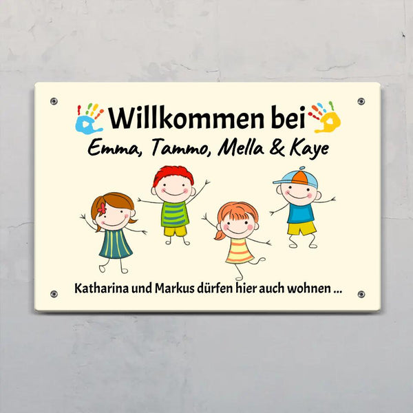 Willkommen bei - Eingangs-Türschild