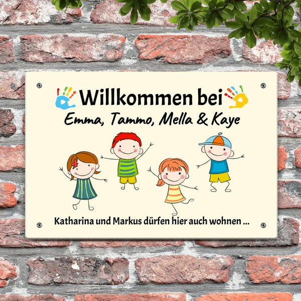 Willkommen bei - Eingangs-Türschild